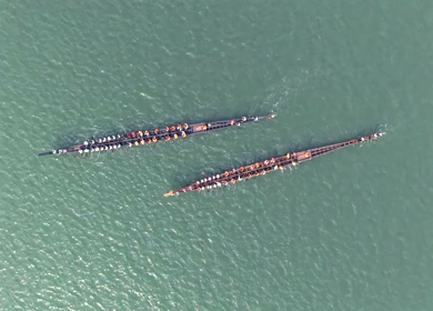 Aerial View of Traditional Snake Boat Race in Kochi Kerala India