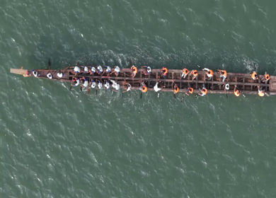 Aerial View of Traditional Snake Boat Race in Kochi Kerala India