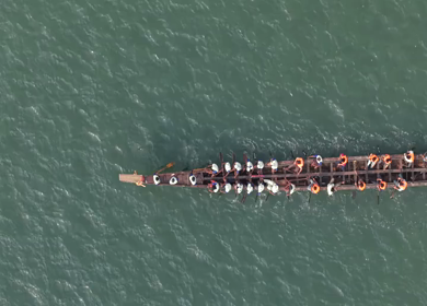 Aerial View of Traditional Snake Boat Race in Kochi Kerala India