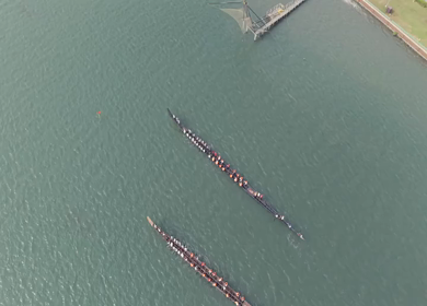 Aerial View of Traditional Snake Boat Race in Kochi Kerala India