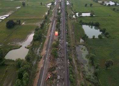 Aerial View of Train Derailment Accident Site in Damoh Madhya Pradesh