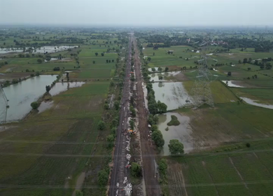Aerial View of Train Derailment Accident Site in Damoh Madhya Pradesh