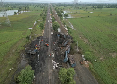 Aerial View of Train Derailment Accident Site in Damoh Madhya Pradesh