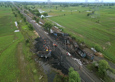 Aerial View of Train Derailment Accident Site in Damoh Madhya Pradesh