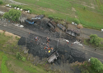 Aerial View of Train Derailment Accident Site in Damoh Madhya Pradesh