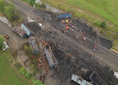 Aerial View of Train Derailment Accident Site in Damoh Madhya Pradesh