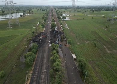Aerial View of Train Derailment Accident Site in Damoh Madhya Pradesh