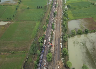 Aerial View of Train Derailment Accident Site in Damoh Madhya Pradesh