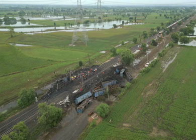 Aerial View of Train Derailment Accident Site in Damoh Madhya Pradesh