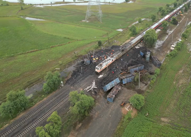 Aerial View of Train Derailment Accident Site in Damoh Madhya Pradesh