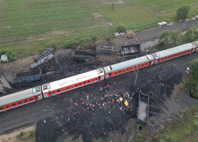 Aerial View of Train Derailment Accident Site in Damoh Madhya Pradesh