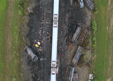Aerial View of Train Derailment Accident Site in Damoh Madhya Pradesh