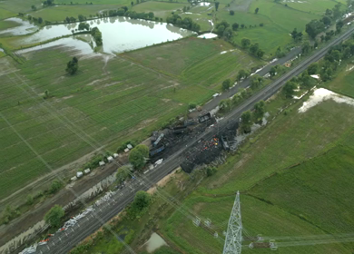 Aerial View of Train Derailment Accident Site in Damoh Madhya Pradesh