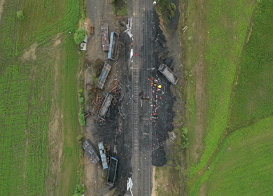 Aerial View of Train Derailment Accident Site in Damoh Madhya Pradesh