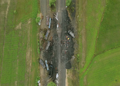 Aerial View of Train Derailment Accident Site in Damoh Madhya Pradesh