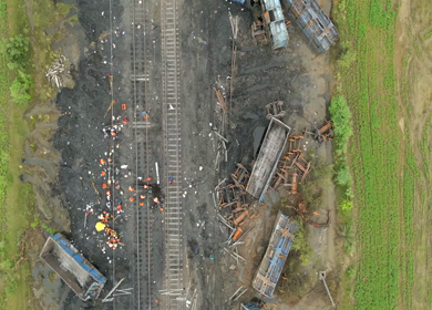 Aerial View of Train Derailment Accident Site in Damoh Madhya Pradesh