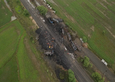 Aerial View of Train Derailment Accident Site in Damoh Madhya Pradesh