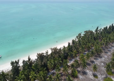 Aerial View of Tropical Beach and Turquoise Lagoon in Lakshadweep India