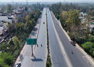 Aerial View of Udhyog Marg Flyover Noida Sector 15A NCR India