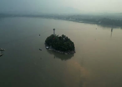 Aerial View of Umananda Island and Guwahati Ropeway Assam