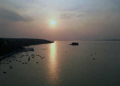 Aerial View of Upper Lake Bhojtal at Golden Hour, Bhopal, Madhya Pradesh