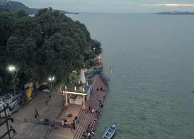 Aerial View of Upper Lake and Lakeside Temple Bhopal