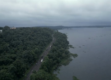 Aerial View of Upper Lake and Takia Island Bhopal Madhya Pradesh India