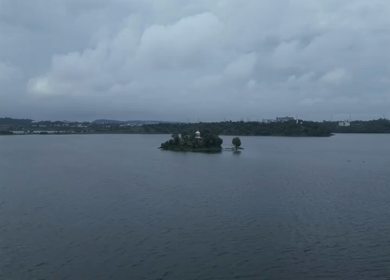 Aerial View of Upper Lake and Takia Island Bhopal Madhya Pradesh India