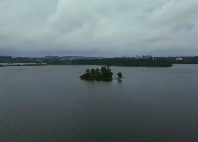 Aerial View of Upper Lake and Takia Island Bhopal Madhya Pradesh India