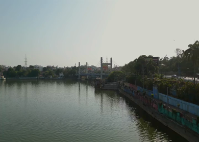 Aerial View of Upper Lake and VIP Road Bhopal India