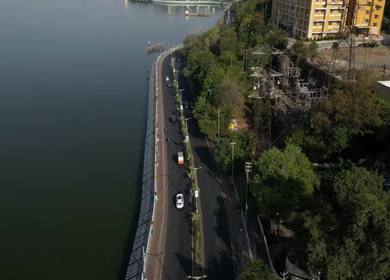 Aerial View of Upper Lake and VIP Road Bhopal India