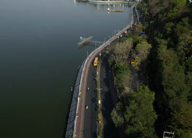 Aerial View of Upper Lake and VIP Road Bhopal India
