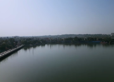 Aerial View of Upper Lake and VIP Road Bhopal India