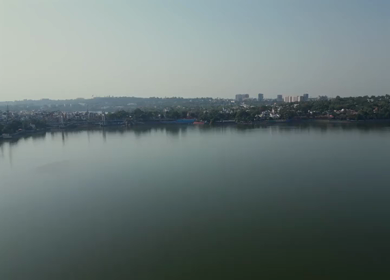 Aerial View of Upper Lake and VIP Road Bhopal India