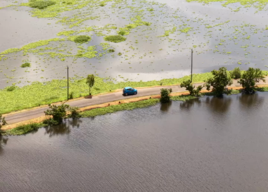 Aerial View of Veliyanad Road and Kerala Backwaters Alappuzha Kerala India