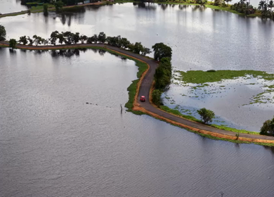 Aerial View of Veliyanad Road and Kerala Backwaters Alappuzha Kerala India