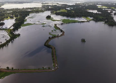 Aerial View of Veliyanad Road and Kerala Backwaters Alappuzha Kerala India
