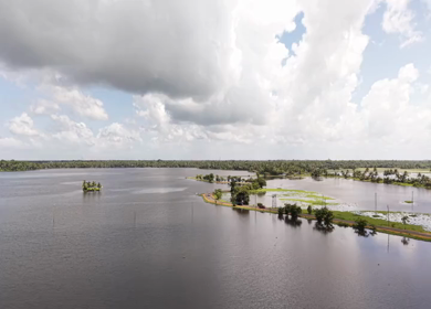 Aerial View of Veliyanad Road and Kerala Backwaters Alappuzha Kerala India