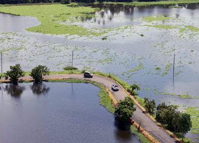 Aerial View of Veliyanad Road and Kerala Backwaters Alappuzha Kerala India