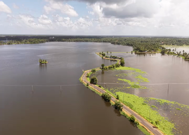 Aerial View of Veliyanad Road and Kerala Backwaters Alappuzha Kerala India