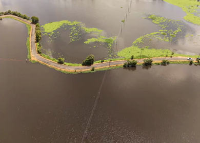 Aerial View of Veliyanad Road and Kerala Backwaters Alappuzha Kerala India
