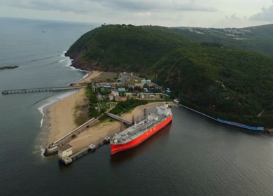 Aerial View of Visakhapatnam Port LPG Jetty and Dolphin Nose Andhra Pradesh India