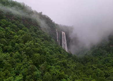 Aerial View of Waterfall During Monsoon in Rohtas Bihar India