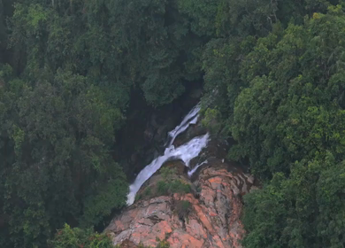 Aerial View of Waterfall in Dense Forest in Kanyakumari Tamil Nadu
