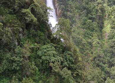 Aerial View of Waterfall in Western Ghats Forest Karnataka India