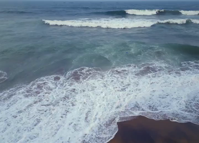 Aerial View of Waves Crashing on Yarada Beach in Visakhapatnam India