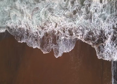 Aerial View of Waves Crashing on Yarada Beach in Visakhapatnam India