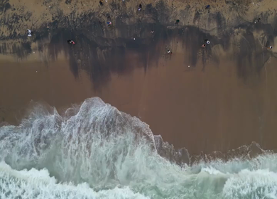 Aerial View of Waves Crashing on Yarada Beach in Visakhapatnam India