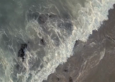 Aerial View of Waves Crashing on Yarada Beach in Visakhapatnam India