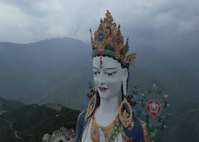 Aerial View of White Tara Statue in Tawang, Arunachal Pradesh, India
